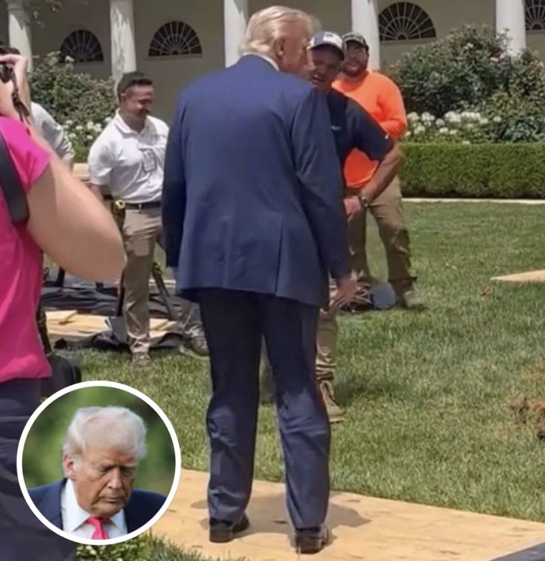 Small detail in White House Rose Garden photo of Trump leaves people buzzing.