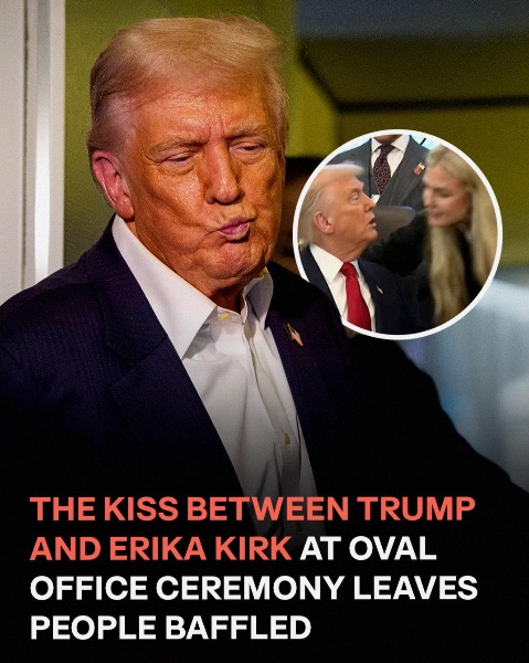 Donald Trump and Erika Kirk Share a Kiss During Swearing-In Ceremony at the Oval Office